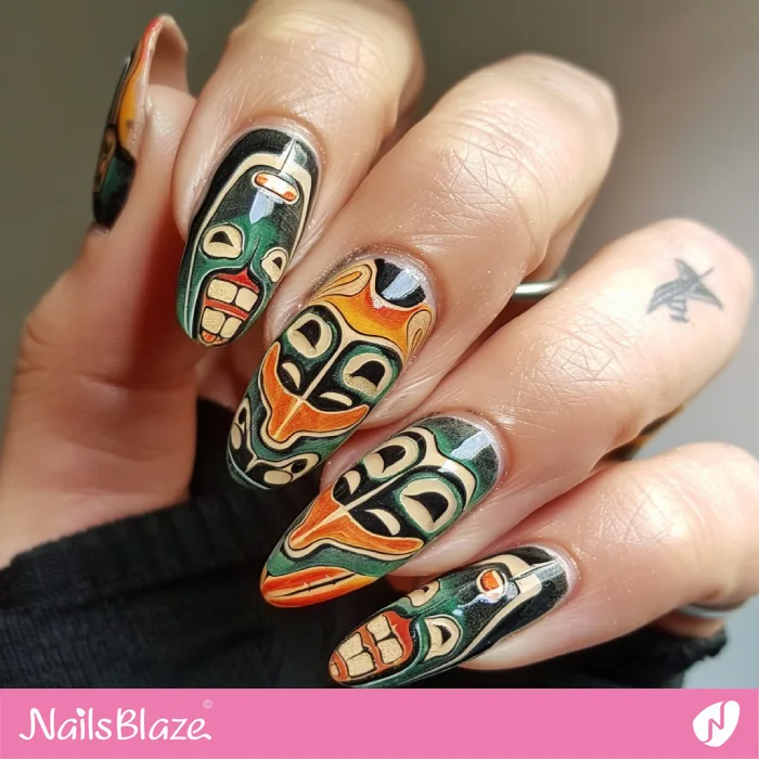 Haida Gwaii Retro Nails | Tribal Nails - NB4197